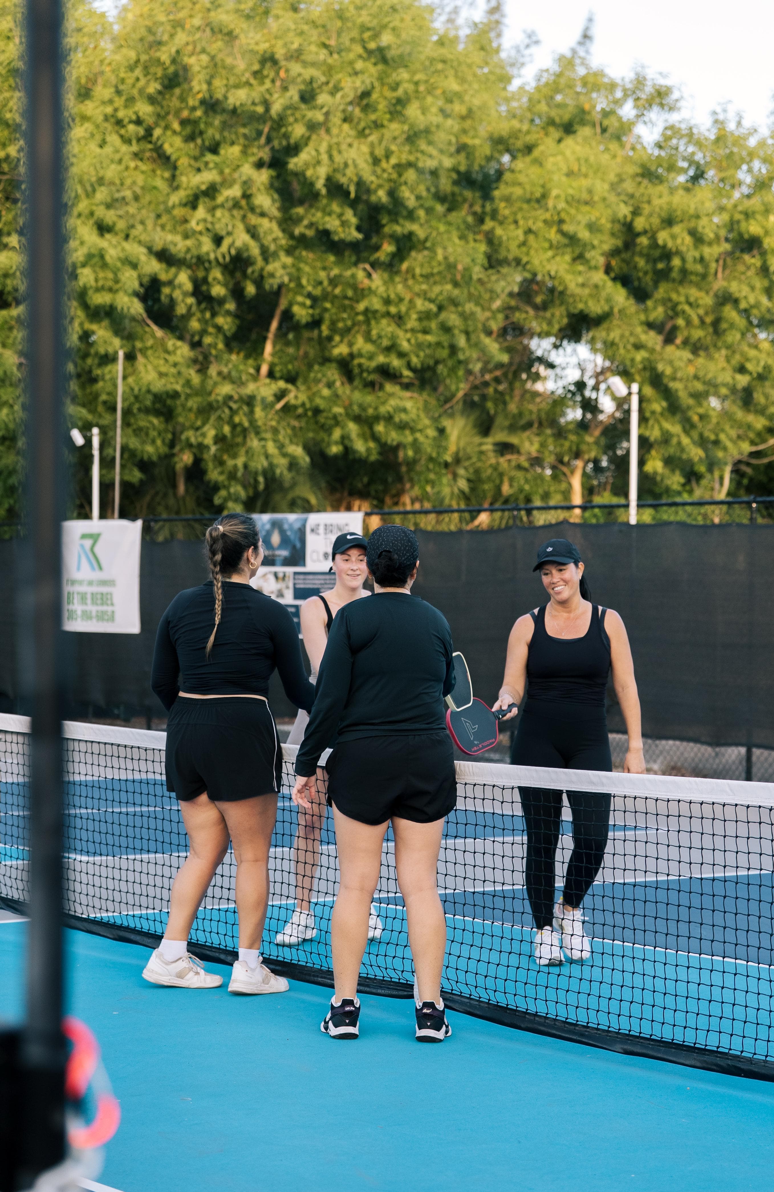 Players meeting at the net